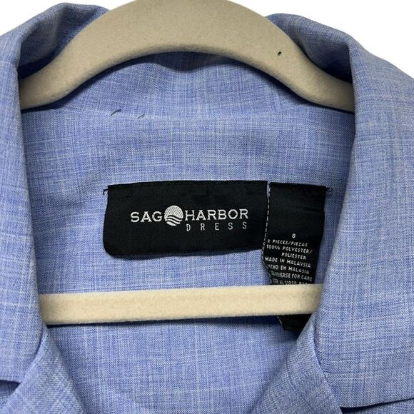 Vintage Sag Harbor Light Blue Suit Set Matching Blazer High Waisted Pants Suit - Picture 2 of 15